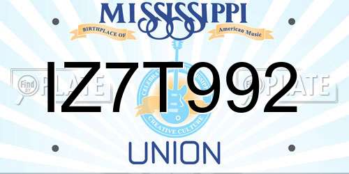 IZ7T992 Mississippi License Plate