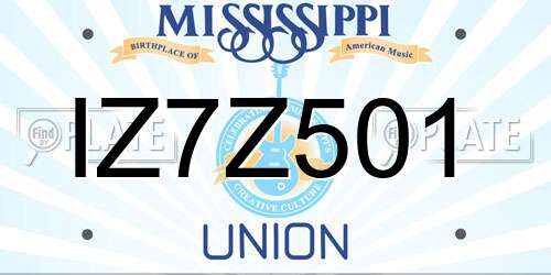 IZ7Z501 Mississippi License Plate