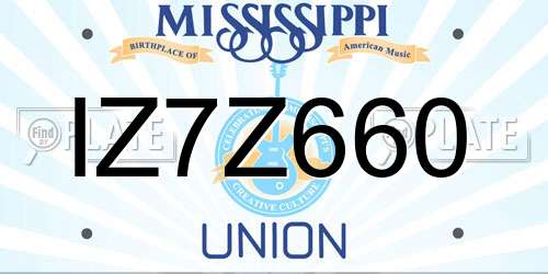 IZ7Z660 Mississippi License Plate