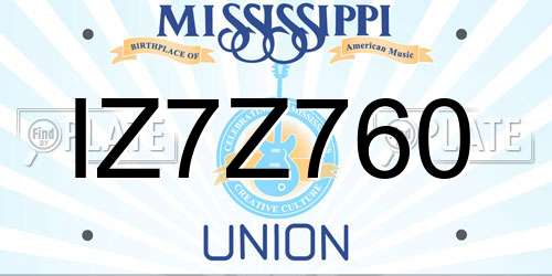 IZ7Z760 Mississippi License Plate