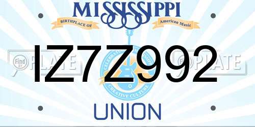 IZ7Z992 Mississippi License Plate