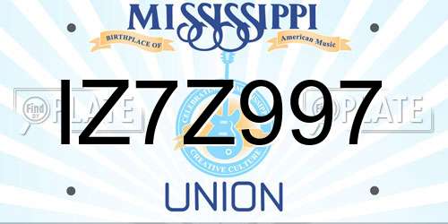 IZ7Z997 Mississippi License Plate