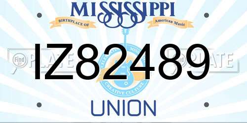 IZ82489 Mississippi License Plate