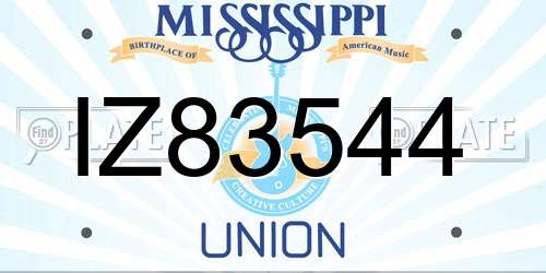 IZ83544 Mississippi License Plate