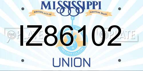 IZ86102 Mississippi License Plate