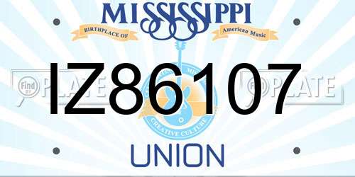 IZ86107 Mississippi License Plate