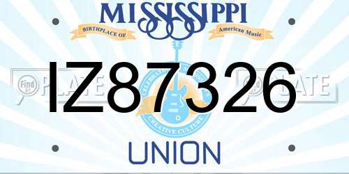 IZ87326 Mississippi License Plate