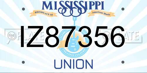 IZ87356 Mississippi License Plate