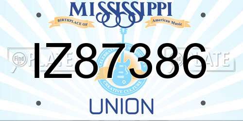 IZ87386 Mississippi License Plate
