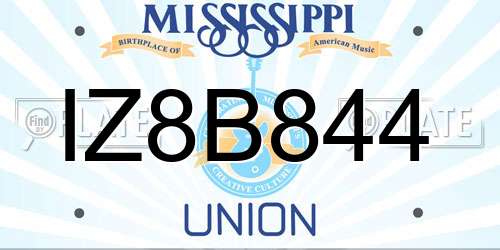 IZ8B844 Mississippi License Plate