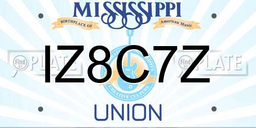 IZ8C7Z Mississippi License Plate