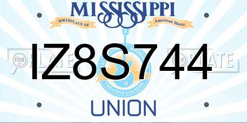 IZ8S744 Mississippi License Plate