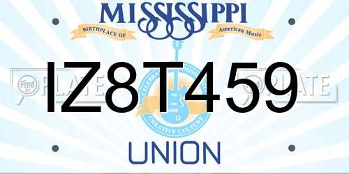 IZ8T459 Mississippi License Plate