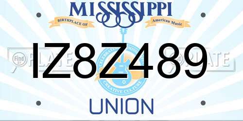 IZ8Z489 Mississippi License Plate