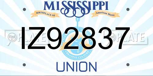 IZ92837 Mississippi License Plate