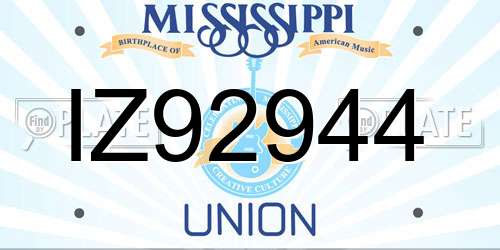 IZ92944 Mississippi License Plate