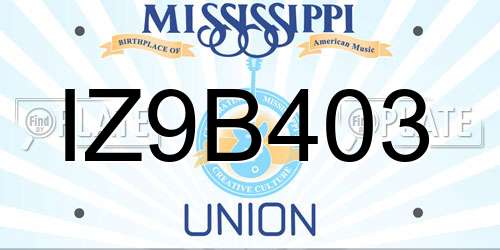 IZ9B403 Mississippi License Plate