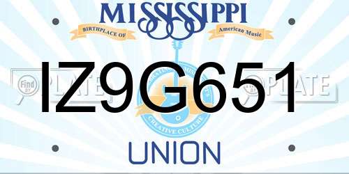 IZ9G651 Mississippi License Plate