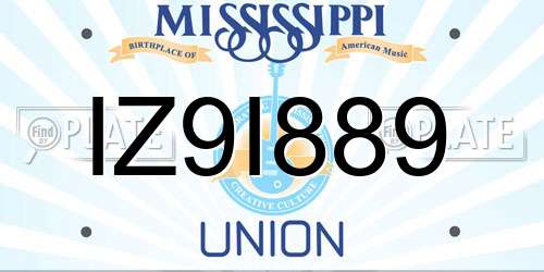 IZ9I889 Mississippi License Plate