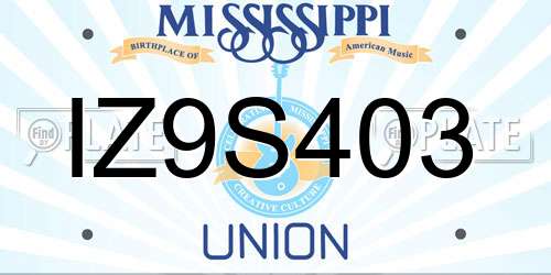 IZ9S403 Mississippi License Plate