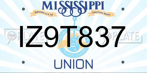 IZ9T837 Mississippi License Plate