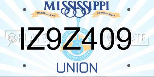 IZ9Z409 Mississippi License Plate