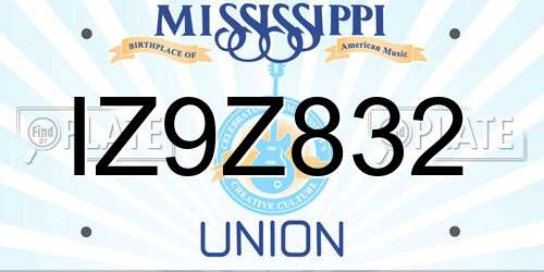 IZ9Z832 Mississippi License Plate