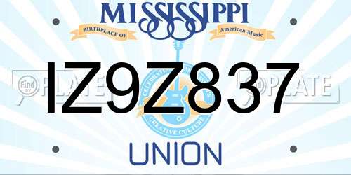 IZ9Z837 Mississippi License Plate
