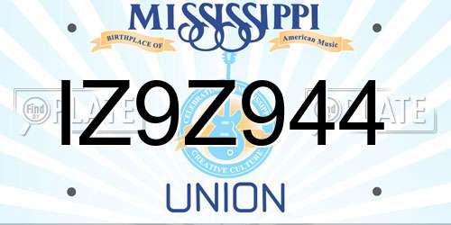 IZ9Z944 Mississippi License Plate