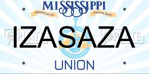 IZASAZA Mississippi License Plate