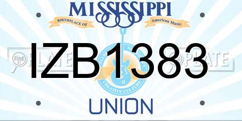 IZB1383 Mississippi License Plate