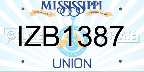 IZB1387 Mississippi License Plate