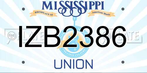 IZB2386 Mississippi License Plate