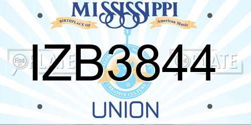 IZB3844 Mississippi License Plate