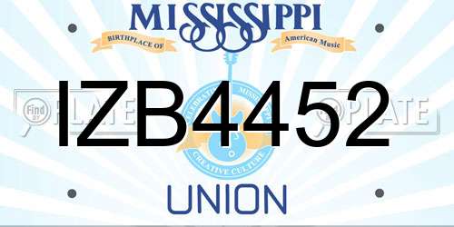 IZB4452 Mississippi License Plate