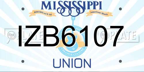 IZB6107 Mississippi License Plate