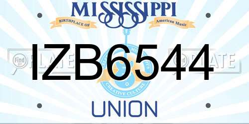 IZB6544 Mississippi License Plate