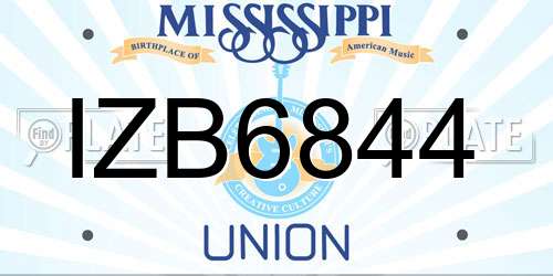 IZB6844 Mississippi License Plate