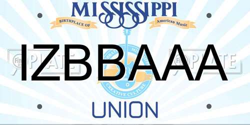 IZBBAAA Mississippi License Plate