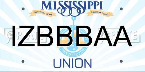 IZBBBAA Mississippi License Plate