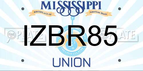 IZBR85 Mississippi License Plate