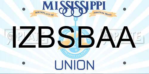 IZBSBAA Mississippi License Plate