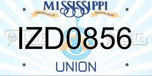 IZD0856 Mississippi License Plate