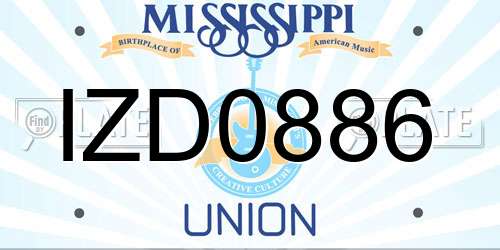 IZD0886 Mississippi License Plate