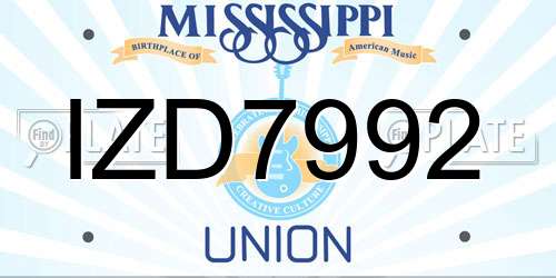 IZD7992 Mississippi License Plate
