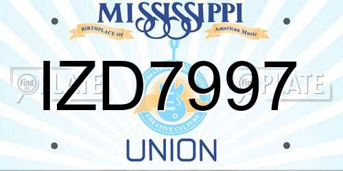 IZD7997 Mississippi License Plate