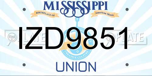IZD9851 Mississippi License Plate