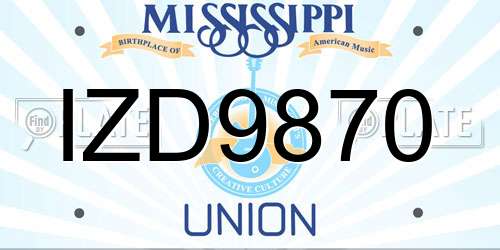 IZD9870 Mississippi License Plate