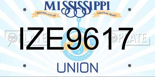 IZE9617 Mississippi License Plate