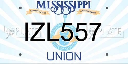 IZL557 Mississippi License Plate